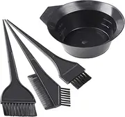 TRIXES 4PC Hair Dye Kit - Brushes and Colour Mixing Bowl for Colour Application, Treatments and Tinting - for Professional Hairdressing or Home Use - Black
