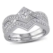 Amour 14k White Gold 5/8 CT TDW Diamond Bridal Ring Set