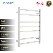Decaura 304 Stainless Steel Electric Heated Towel Rail Square 7 Rungs Towel Rack