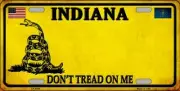 INDIANA DON'T TREAD ON ME FLAG METAL AUTO TAG LICENSE PLATE 6X12 (NEW)