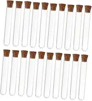 Obuyke 50pcs Plastic Test Tubes Cork Stopper Storage Tubes for Bath Salt Candy Beads Plant Propagation Plastic Storage Tubes Lids