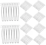 Generic 10pcs Hair Side Combs Slide Bun Holder With 7 Teeth DIY Headpieces Clips Grips Barrettes Accessories For Women Girls Wedding Brides Veil White