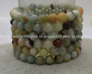 Wholesale Lots 6 Pcs 8mm Natural Amazonite Round Gemstone Beads Bracelet AAAA