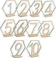 KITANDOVE 10pcs Table Numbers Shape Wedding Table Centerpieces Decor with Holder Base Rustic Contemporary Style for Events Parties Anniversaries and Banquets