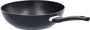 MasterChef Wok Non Stick Stir Fry Pan 28cm for Induction Hob, Gas, Halogen & Ceramic Stoves with Scratch Resistant & Nonstick Coating, Dishwasher Safe, Aluminium, Woodlook,Black