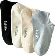 [Chamgeco] 4 Pairs No Show Ankle Socks, Breathable Arch Support Socks for Women Girls, Comfortable Athletic Running Socks, Moisture Wicking Low Cut Sports Socks