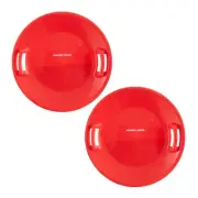 Slippery Racer Downhill Pro Adults and Kids Saucer Disc Snow Sled, Red (2 Pack)