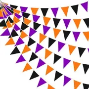 Halloween Pennant Banner Fabric Triangle Flag Bunting Garland for Hallows Eve