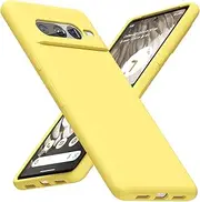 LoeoeL Silicone Case for Google Pixel 7 Pro, Ultra Thin Slim Minimalist Soft Rubber Gel Matte Phone Case for Women Men, Cute Girly Aesthetic Protective Case with Camera Cover, Yellow