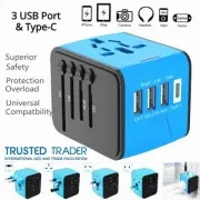 International Universal Travel Adapter 3 USB Type-C Converter Power Plug Charger