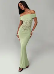 Gwendolen Off The Shoulder Maxi Dress Green