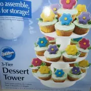 Wilton White 3 Tier Dessert Tower Stand Plastic Display For Parties Cupcakes NEW