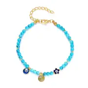 Turquoise Beaded Bracelet with Evil Eye Charm