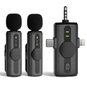 3 in 1 Wireless Lavalier Microphones, Mini Microphone Compatible with iPhone ...