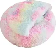 Folpus Cat Bed for Indoor Cats,Plush Round Pet Bed Cozy Snooze Soft Non Slip,Pet Cushion,Pet Cat Nest for Dog Cats Kitten Puppy, L