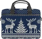 EGGDIOQ Blue Christmas Knitting Pattern Laptop Shoulder Messenger Bag Briefcase Messenger Notebook Sleeve with Handle for 13.4 Inch to 14.5 Inch Laptop