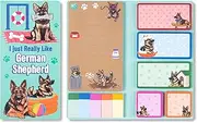B1ykin Sticky Notes Set - Cartoon Theme Cute Self-Stick Notes Pad Teacher Appreciation Gifts， Self-Adhesive Writing Memo Pages Sticky to Do Notepad for Kids Employee School Office (German Shepherd)