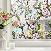 sanderala Stained Glass Window Privacy Film,Double-Side Non Adhesive Static Clings Decorative,Sun Blocking and Heat Control for for Home Anti UV 17.7" x 39.3"