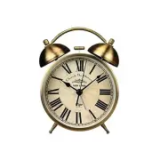 Vintage Twin Bell Alarm Clock Roman Numerals Desk Clock Silent Bedside Battery