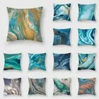 Blue Marble Polyester Pillow Cover Sofa Home Sea Rock Texture Cushion Cover