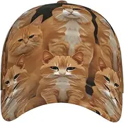 [STVYUKL] Orange Cats Baseball Cap for Women Men Classic Adjustable Summer Sun Hat Sports Stylish Trucker Hat Golf Cap Dad Hats for Running Workout, Black