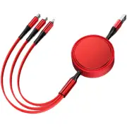 3-in-1 5A 100W USB-A to Micro/iP/Type-C Telescopic Cable Fast Charging Pure Copper Core Line 1.2M Long for iPhone 16 15
