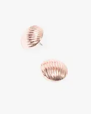 Rose Gold Ribbed Front Back Stud Earrings