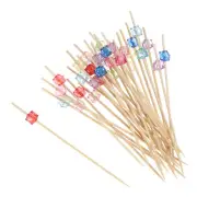 Bamboo Cocktail Toothpicks Colour Square Drink Picks Skewer 100Pcs