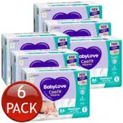 6 x Babylove Cosifit Nappies Size 1 Newborn Up To 5Kg Unisex Nappy Pads 84 Pack