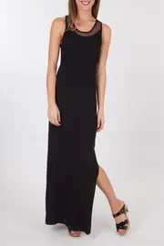 Mesh Panel Maxi Dress--LIV-6374