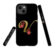 For Apple iPhone 13 Case, Armour Back Cover, Embellished Letter V