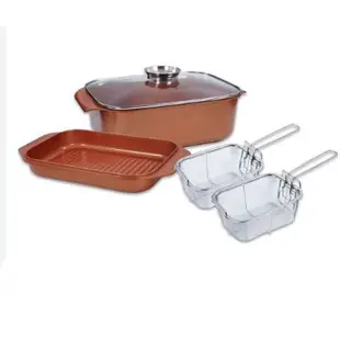 Copper Chef 多功能烘烤鍋5件組 油炸鍋/烤肉鍋
