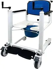 Patient Lift And Transfer Chair, Wheelchair Shower Chair Portable Patient Transfer Lift Aid With 180° Split Seat, Bedside Commode Shower Chair For Nursing Paralyzed Elderly
