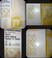 IKEA Djungelskog Yellow White Twin Duvet Cover Set Animals Lions Big Cat Jungle