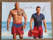 Dwayne Johnson Zac Efron Hand Signed Autograph Photo COA 16x12 Actors Baywatch