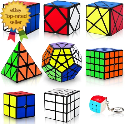 Speed Cube Set Puzzle Cube,9 Pack Magic Cubes Pyraminx Pyramid + 2X2 + 3X3 + 4X4