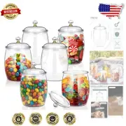 Durable Set of 6 Clear Plastic Jars - 64 oz Airtight Containers for Food Storage