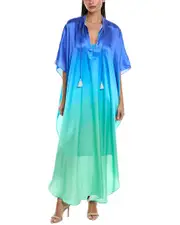 Johnny Was Hilda Silk Kaftan Blue