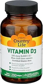 Country Life Vitamin D3 5000 I.U., 200-Softgel