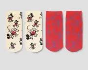 DISNEY X JUNK FOOD MICKEY MOUSE RED IVORY 2 PAIRS SOCKS MEDIUM 9-2.5 SHOE SIZE