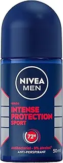 NIVEA MEN Intense Protection Sport Anti-Perspirant Roll-On Deodorant 50ml | Antibacterial Formula Fights Odour | 72-Hour Sweat Protection | Clean Citrus Scent | Men's Roll-On Deodorant