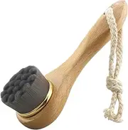 Exfoliating Facial Brush Soft Bristle Cleaning Brush Scrubber Natural Bristles Brush Facial Scrub Brush Massage Cleaning Brush Face Cleaner Brush Velvet Makeup Bag Wooden Black