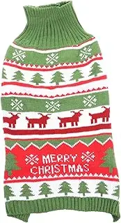 Totority Christmas Elk Pattern Dog Knitted Sweater Adorable Pet Costume for Holiday Parties Warm Soft Material for Festive Occasions