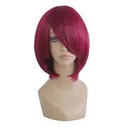 Breathable Hair Wigs for Women 14" Wine Red Bob Wig with Wig Cap