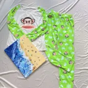 Cartoon Monkey T-Shirt & Pants Pajama Set Ladies Fits Size 6-10 Loose