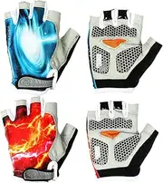 [kilofly] Breathable Silicone Gel Half Finger Cycling Biking Gloves, 2 Pairs Set