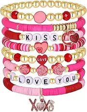 [Zankie] Girls' Charm Bracelets | Stretchy Fun and Vibrant Charm Bracelets,Layered Link Bracelets Multi-Layer Design for Mom Daughter Girlfriend