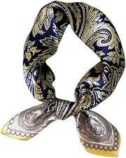 [Beavorty] 1Pc Women Silk Neck Kerchief for Flight Attendants Elegant Floral Design Navy for Office and Travel Use Smooth Touch Premium Quality