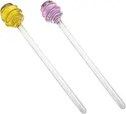 2 Pcs Honey Sticks Dipper, 7 inch Glass Honeycomb Stick, Honey Spoons Stirrer Stick for Honey Jar Dispense Drizzle Honey