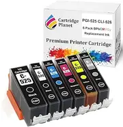 Cartridge Planet 6 Pack (1BK,1PBK,1C,1M,1Y,1GY) Compatible Ink for Canon PGI-525 CLI-526 PGI525 CLI526 for Canon MG6150 MG6250 MG8150 MG8250
